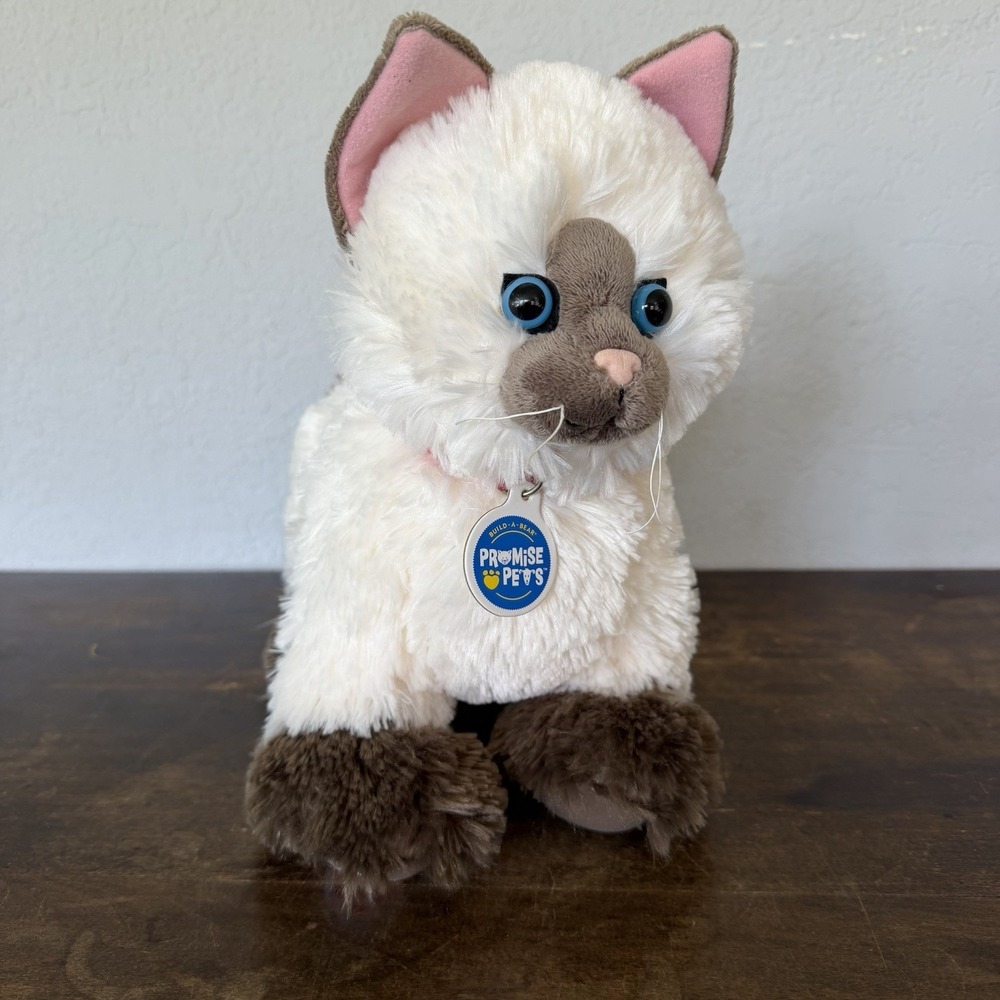Build A Bear Ragdoll Cat Siamese Himalayan Plush Stuffed Promise Pet Collar BABW